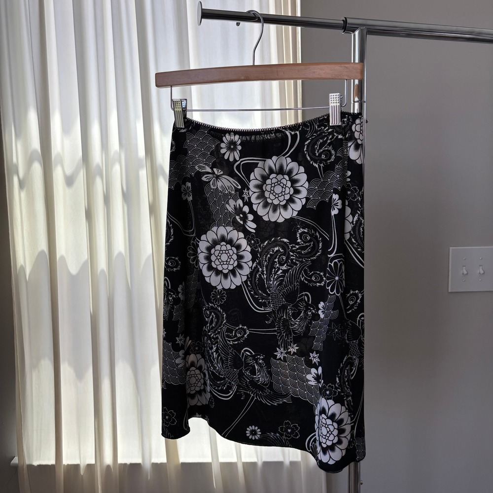 90s Vintage Rag Midi Skirt XL Floral Grunge Fairy Whimsigoth Y2K Ren Faire Beach - Picture 7 of 14